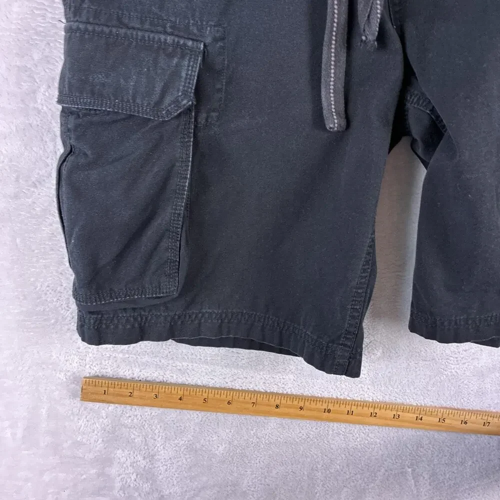 VTG Y2K Anchor Blue Cargo Shorts Mens 32 Black Baggy Military Paratrooper Skate